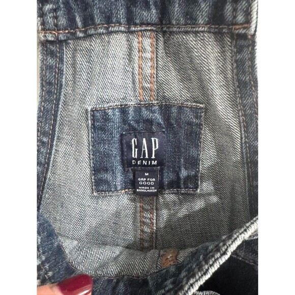 GAP Cropped Slouch Straight Leg Denim Overalls Classic Women's Size Medium - Picture 5 of 16